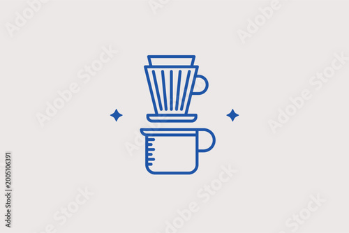 Canvas Print Pour-over dripper with carafe line icon for manual drip brewing methods