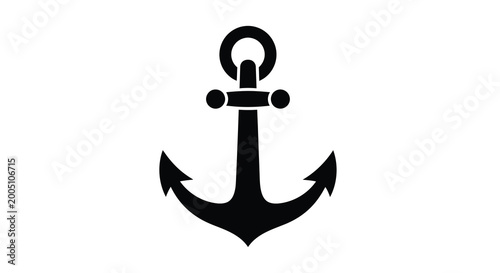 Tableau sur toile anchor silhouette illustration black nautical vessel equipment on a white backgr