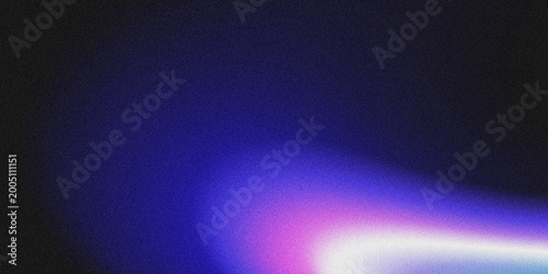 Photos Abstract grainy gradient background with deep black, vibrant blue, soft purple, and bright white light streak; textured noise effect, modern moody aesthetic