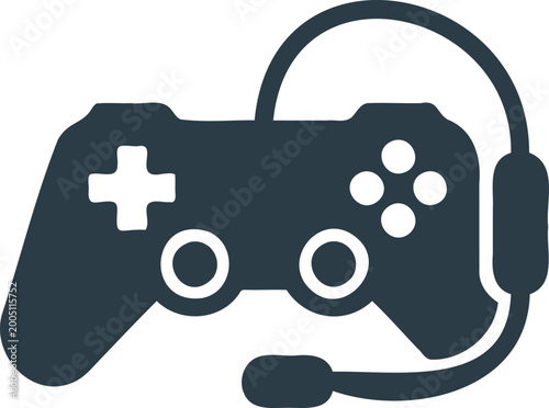 Foto Gaming controller with headset for online multiplayer and communication isolated