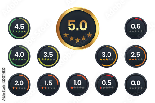 Customer rating icons with stars, feedback