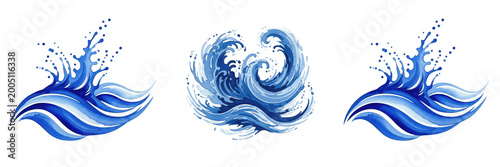 Bild auf Leinwand Dynamic Blue Ocean Water Wave, Realistic Sea Splash Surface, Refreshing Surfing