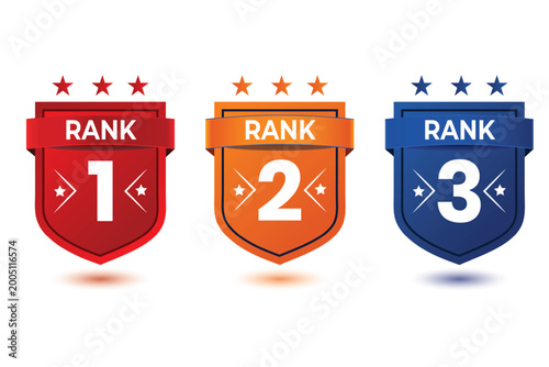 Ranking badges for first second third place