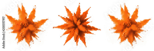 Foto Orange Spiky Geometric Shape Explosion, Abstract 3D Starburst Element, Sharp Mod