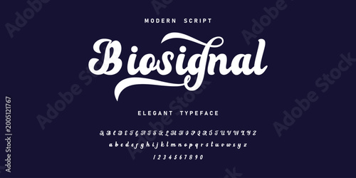 signature Font Calligraphy Logotype Script Brush Font Type Font lettering handwritten. Minimal modern urban fonts for logo, brand etc. Typography typeface uppercase lowercase and number. vector
