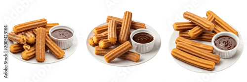 Fotografía Fried Churros with Chocolate Sauce PNG - Spanish Dessert Sweet Bakery Snack