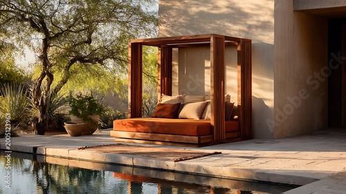 Cozy Wooden Patio Illuminated at Dusk / 夕暮れ時に照らされた居心地の良い木製パティオ