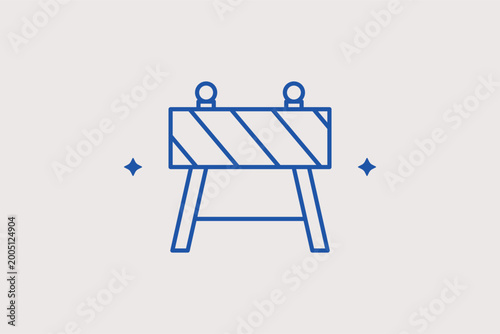 Foto Sawhorse barrier line icon for construction site restrictions and temporary workspaces