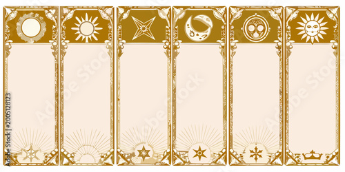 Bild auf Leinwand vector tarot card frames with celestial symbols golden ornate design