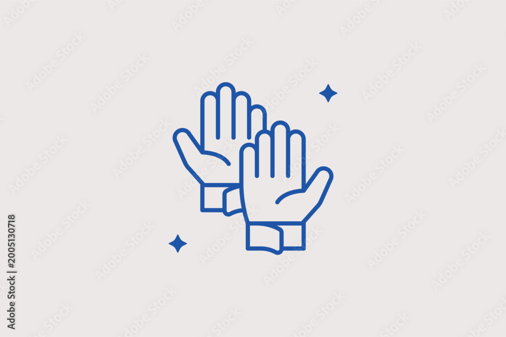 Fototapeta premium Protective work gloves line icon for hand safety and insulation during electrical tasks. Crucial vector illustration for safety protocol manuals and workwear product pages.