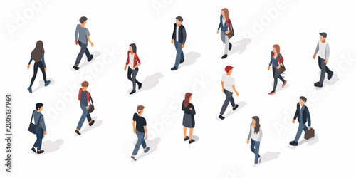 isometric vector people set diverse characters on white background