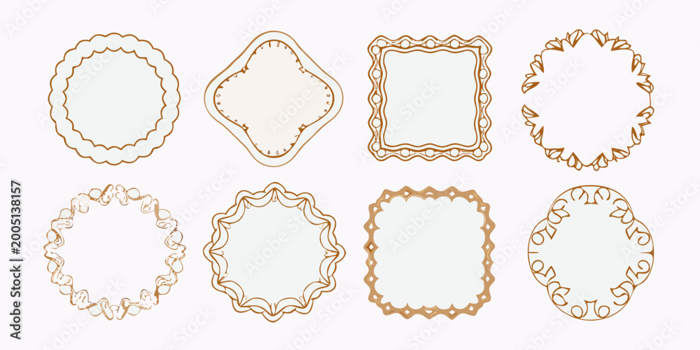 Obraz premium hand drawn decorative frames set of six elegant line art borders