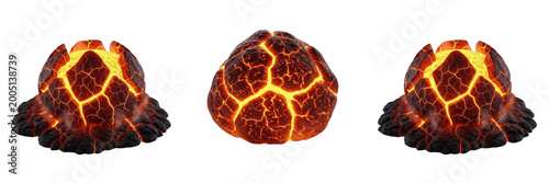 Photos Hot Molten Lava Rock Volcanic Stone Isolated PNG Transparent Background for Geol