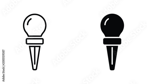 Foto Push pin icon set in linear and solid black style for map navigation and locatio