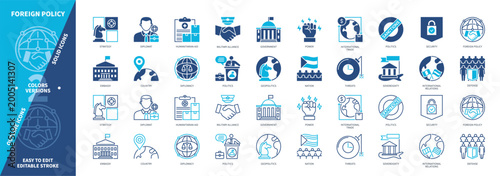 Obraz na plátně Foreign Policy icon set