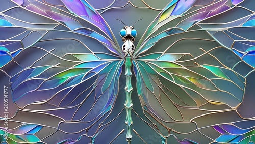 abstract blue background with butterflies