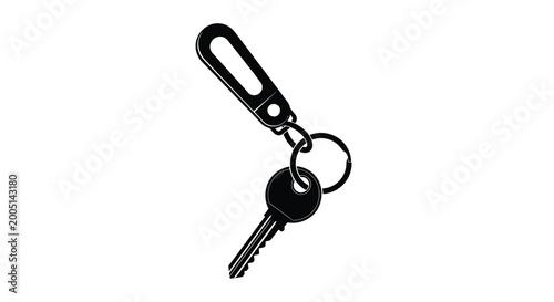 Photos Black silhouette of a key with keyring isolated on a white background high quali