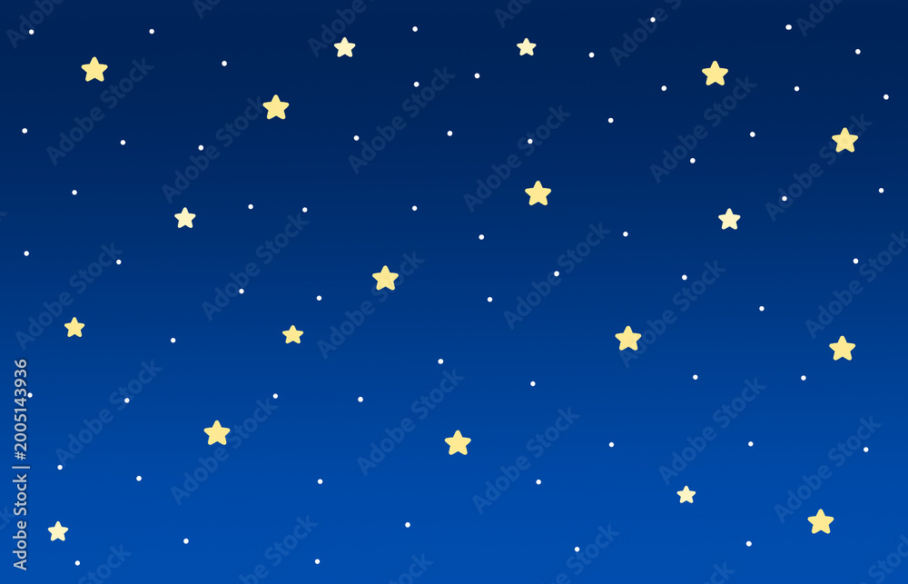 Fototapeta premium シンプルな夜空に星が煌めく背景イラスト 星空