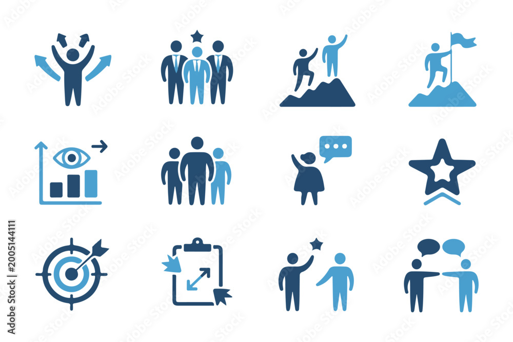 Fototapeta premium Set Of Business Success And Teamwork Concept Icons