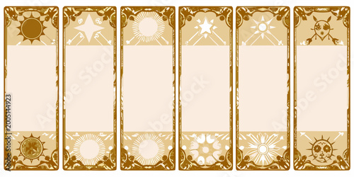 Foto tarot card backs vector illustration ornate golden frames beige background