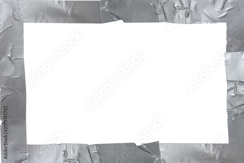 Fotografie Frame made from silver duct tape on white background