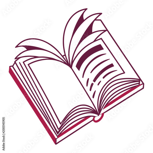 Fotografija Open book with fluttering pages outline graphics.