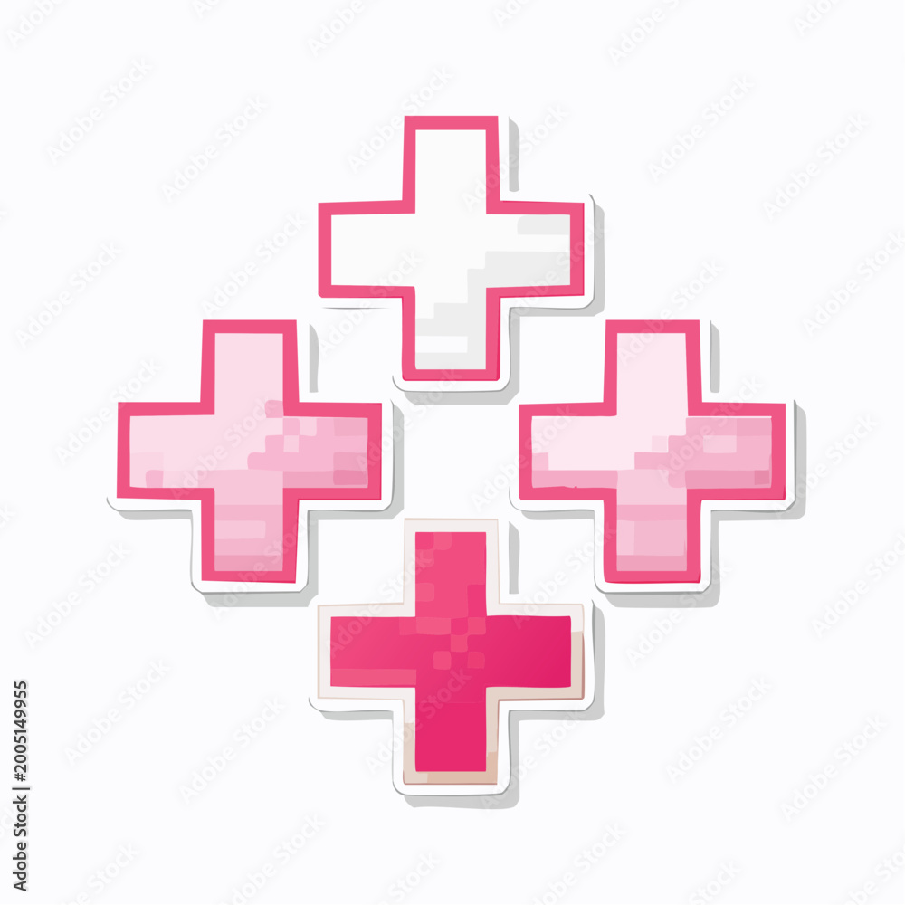 Obraz premium Pixelated Plus Signs in Pink and White