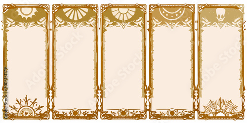 Quadro su tela vectorized tarot card frames with mystical symbols golden brown