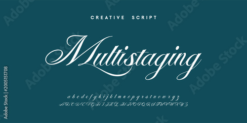 Bild auf Leinwand elegant handwritten font that captures a realistic signature style, great for personal logos and stationery