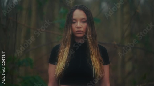 Moody Forest With Shadowed Trees. Cinematic Scene With Tense Atmosphere And Emotional Depth