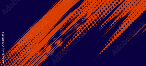 Abstract speed lines style orange color halftone banner design template. Vector illustration.