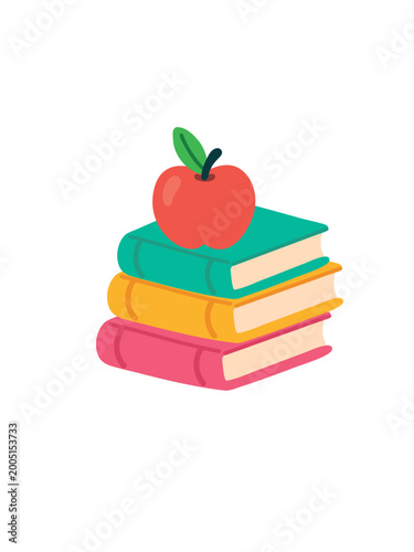 Fotografía stack of books with apple on top isolated on white background vector