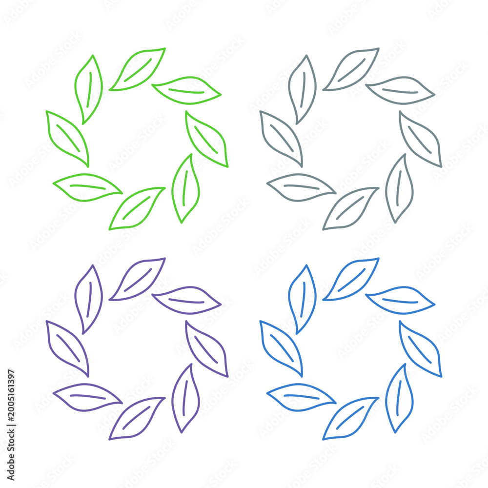 Fototapeta premium GREEN LEAVES SIGN SYMBOL LOGO VECTOR ISOLATED ON WHITE