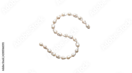 Tableau sur toile Natural irregular freshwater pearls arranged in curved letter S shape on a trans