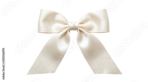 Quadro su tela Elegant tied cream satin ribbon bow on a transparent background