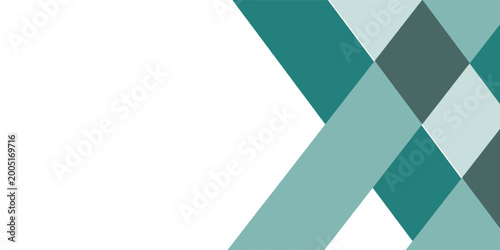 Minimalist Geometric Teal and Green Pattern Background with White Copy Space