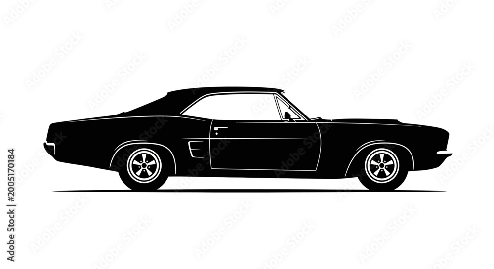 Fototapeta premium Classic American Muscle Car Side View.
