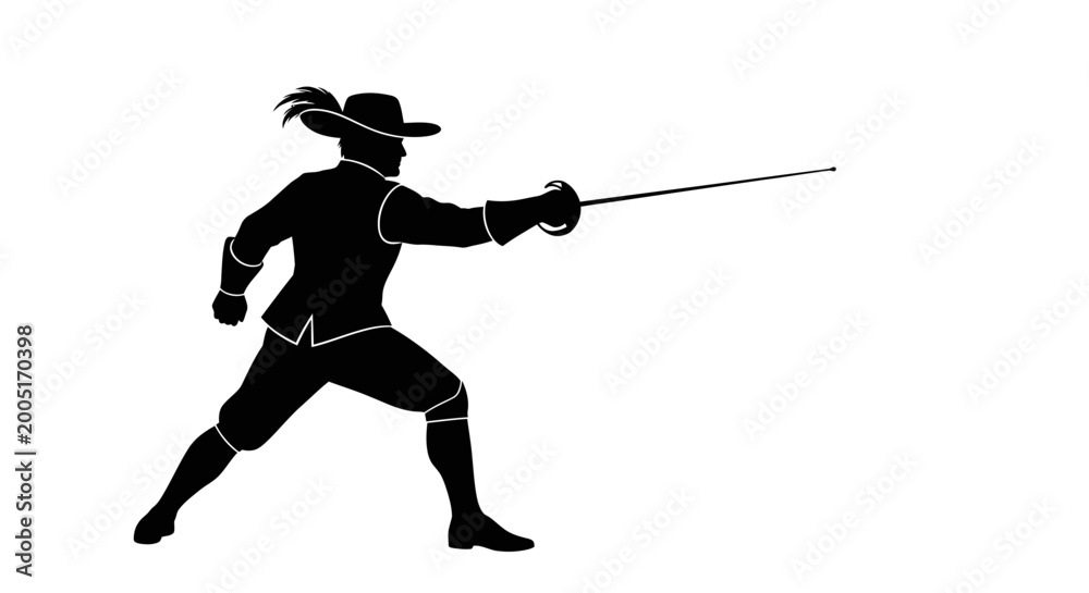Obraz premium Fencer in Action Sports Pose.