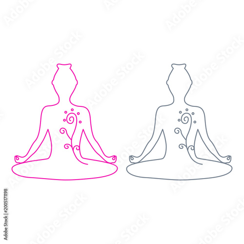 Wellness Yoga Pose Sign Symbol Logo Vector