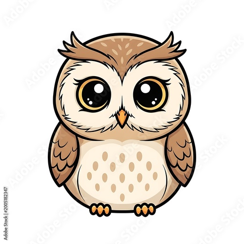 Cute cartoon owl with big eyes.
