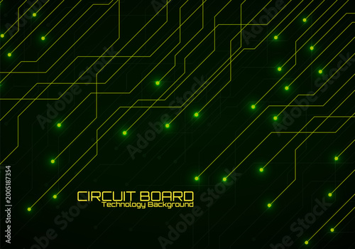 Circuit board, technology background, glowing lines. Vector illustration