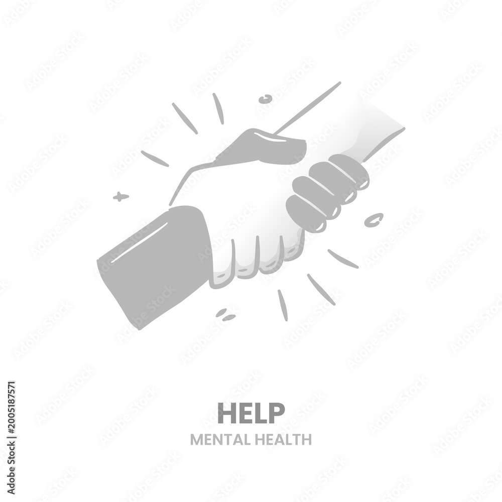 Fototapeta premium Help, support, care, hand, friendship, teamwork, together, charity, rescue, relationship, solidarity. Vector Illustration