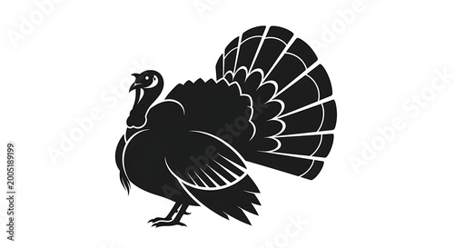 Black silhouette of a turkey bird.