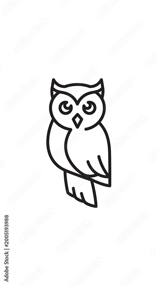Fototapeta premium Simple line drawing of an owl.