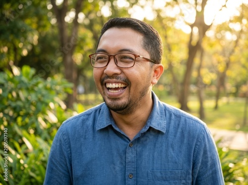 person laughing genuinely while looking slightly off-camera