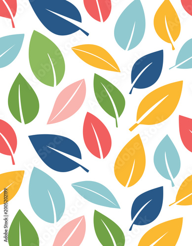 Vibrant Autumn Leaves Pattern, Colorful Fall Foliage, Repeating Nature Motifs