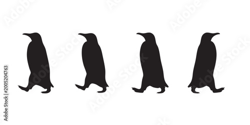 Tableau sur toile Walking Penguin Bird Silhouette Collection