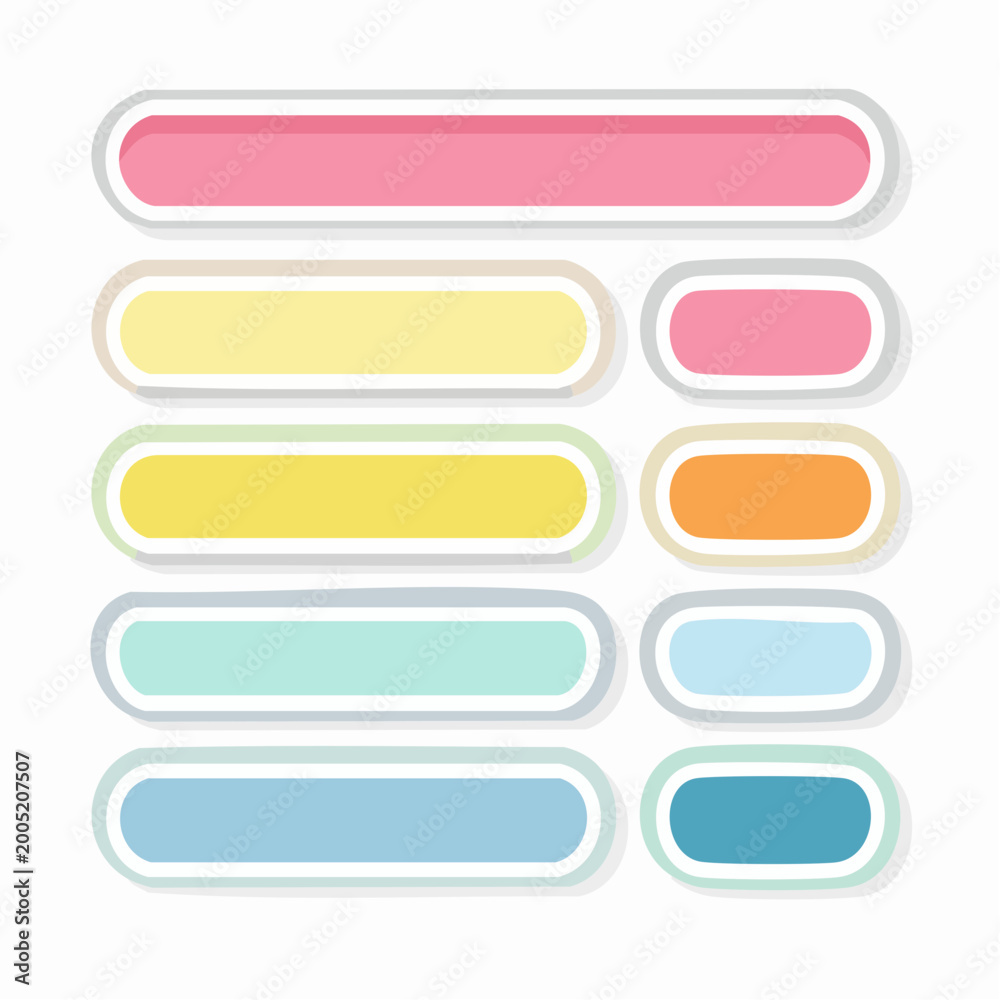 Fototapeta premium Set of Colorful Rounded Rectangular Buttons