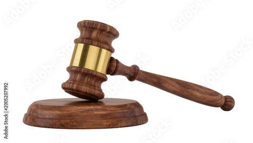 Foto Wooden gavel and sound block on a surface