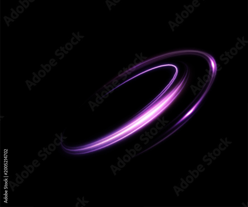 Foto A bright purple curved line of light that mimics the rapid trail of a magical strike against a dark background; an arcing glow for spell effects in the game interface
